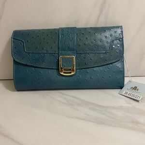 Rowallan of Scotland ‘Lydia’ embossed ostrich leather clutch handbag